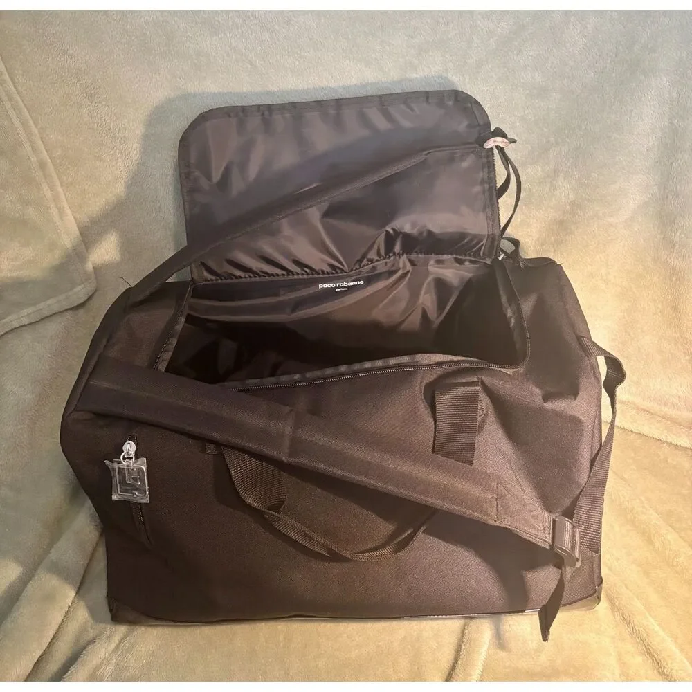 NWT Paco Rabanne Black Nylon Weekender Duffle Bag
